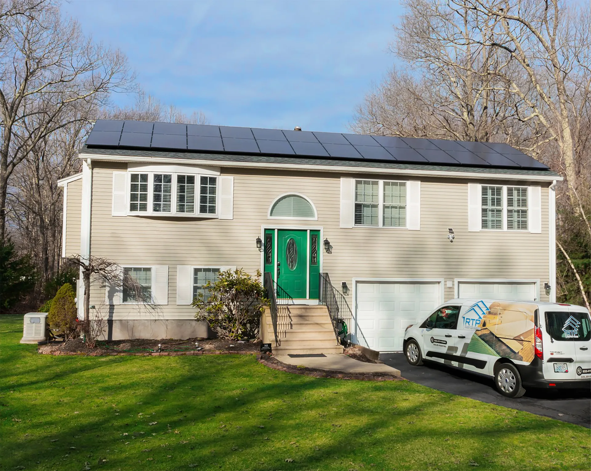 Rhode Island home with a rooftop solar panel installation