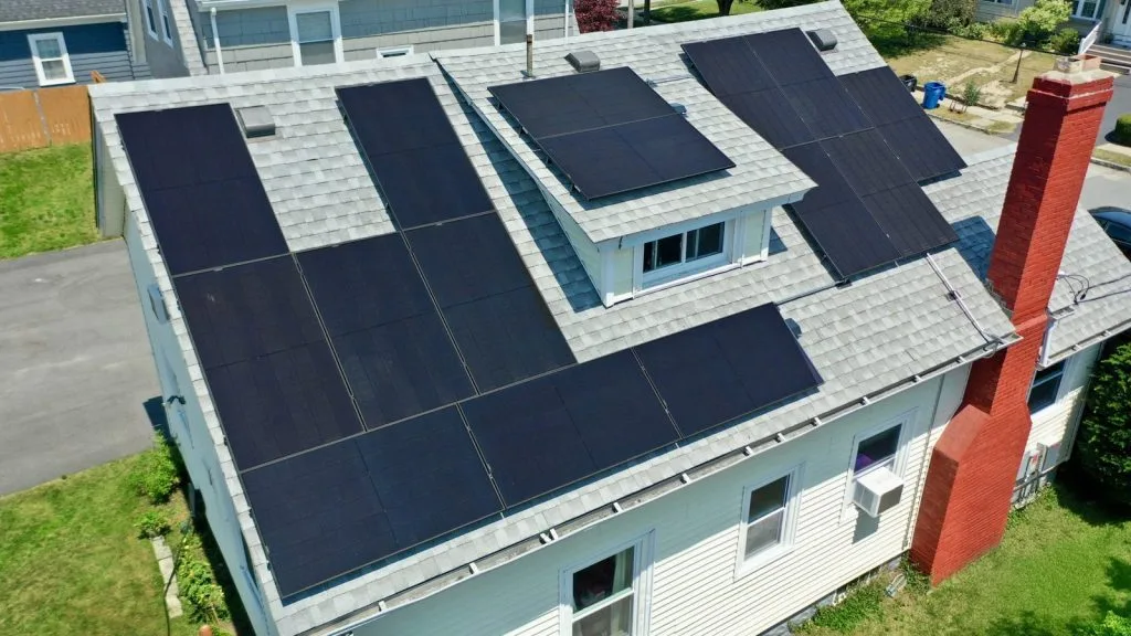 Rooftop Power solar panel installation on residential home in Connecticut, Massachusetts, or Rhode Island.