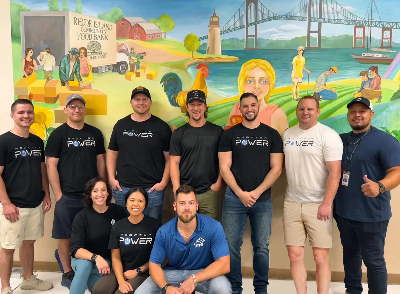 Rooftop Power team volunteering at a Rhode Island food bank