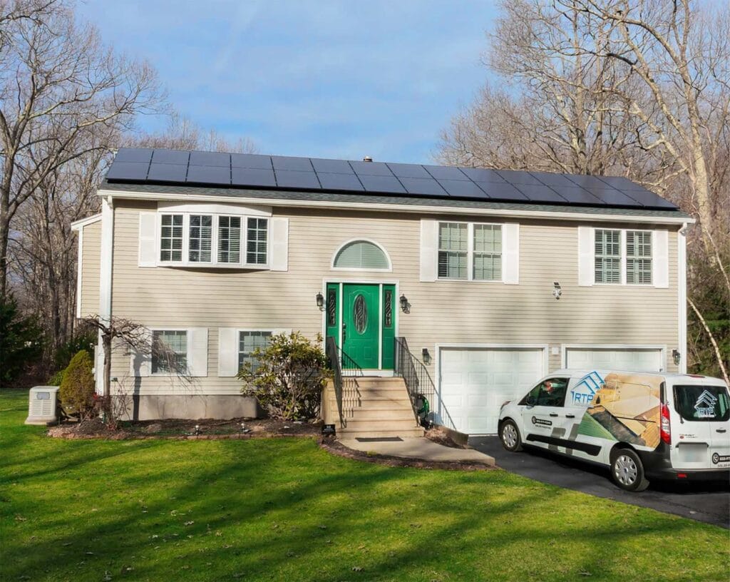 Rooftop Power solar panel installation on raised ranch home and RTP work van in Warwick,