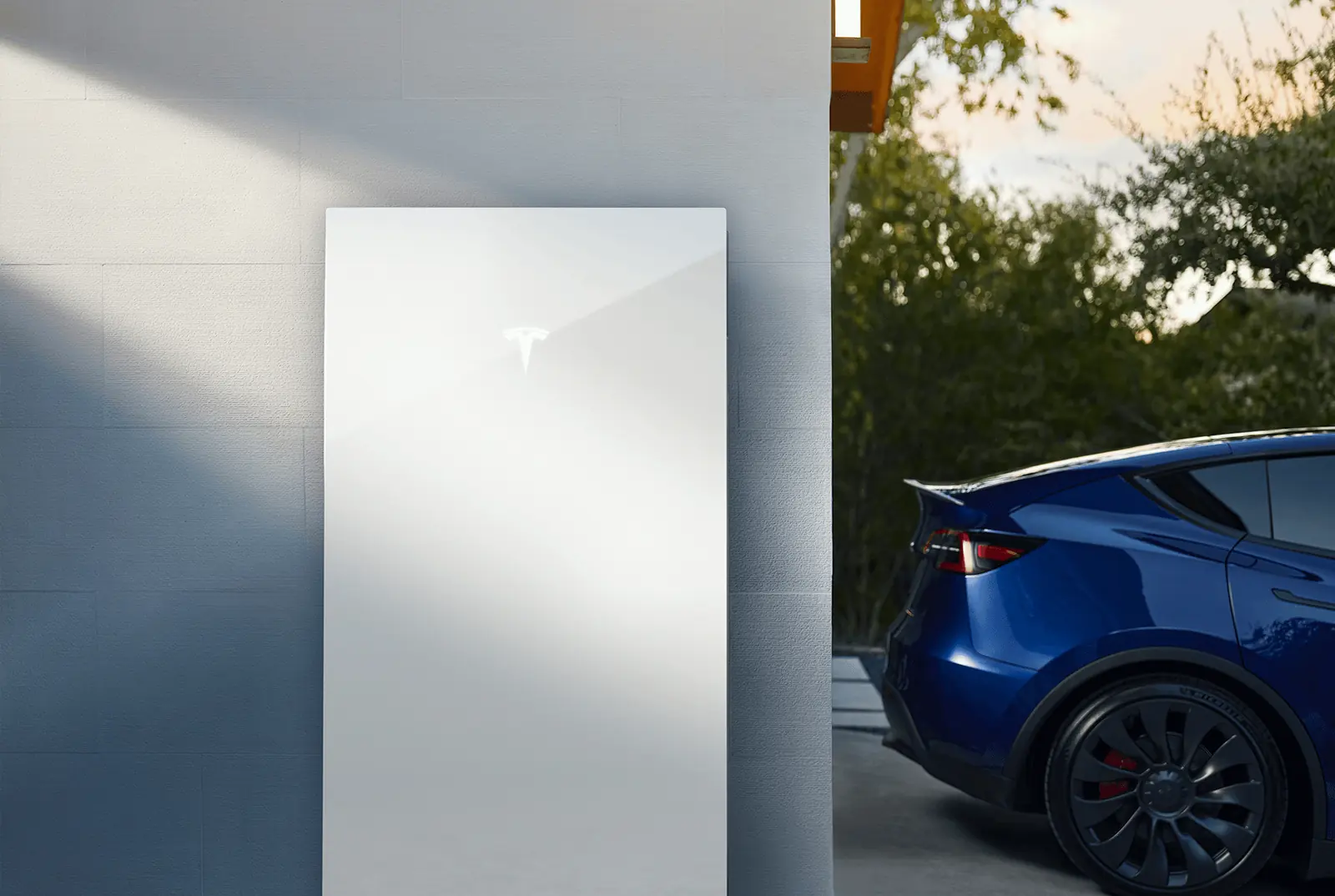 Tesla home battery storage system with an EV charger