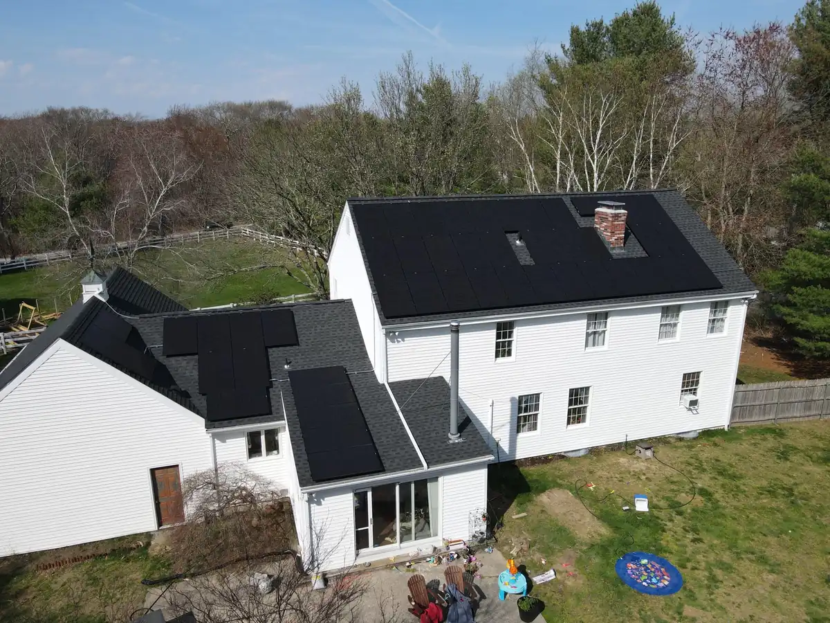 New England rooftop from above