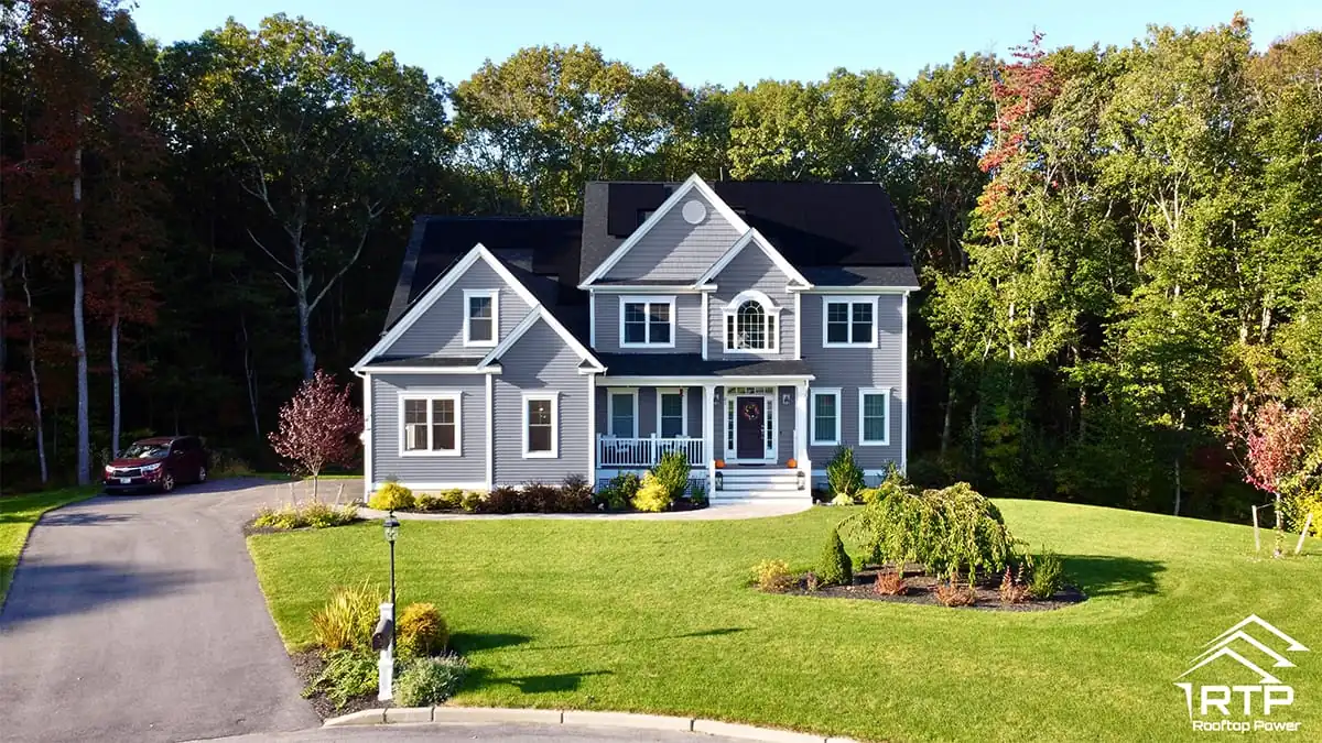 Rooftop solar array on a home with a new roof